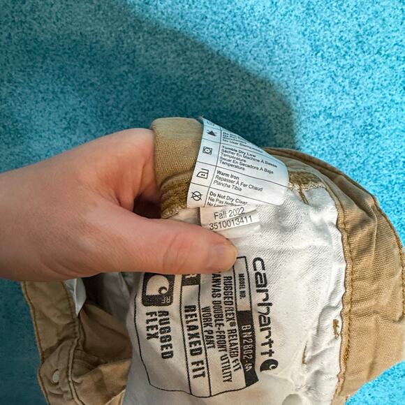 Carhartt Mens 30x30 Tan Double Knee Work Pants Rugged Flex Utility Workwear - Picture 14 of 16